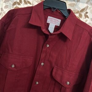Vintage Filson Style 850 Heavy Cotton Flannel Shirt USA Red Workwear Size L